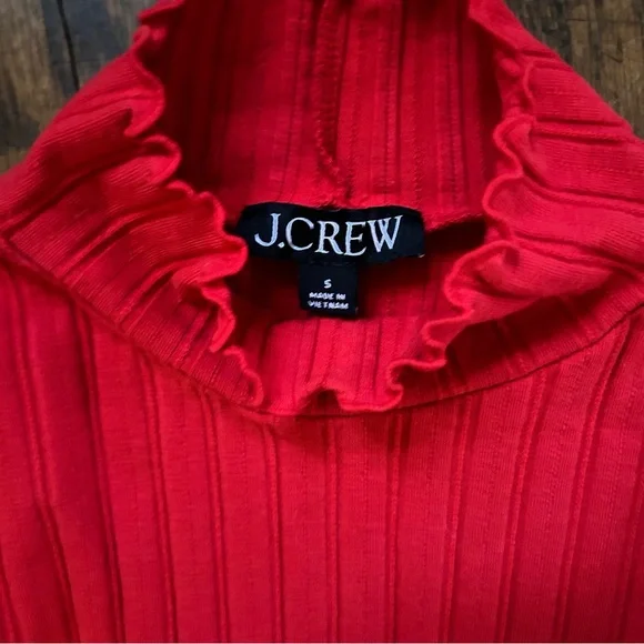 J. Crew Women's Pointelle Red Turtle Neck Top - Picture 2 of 5